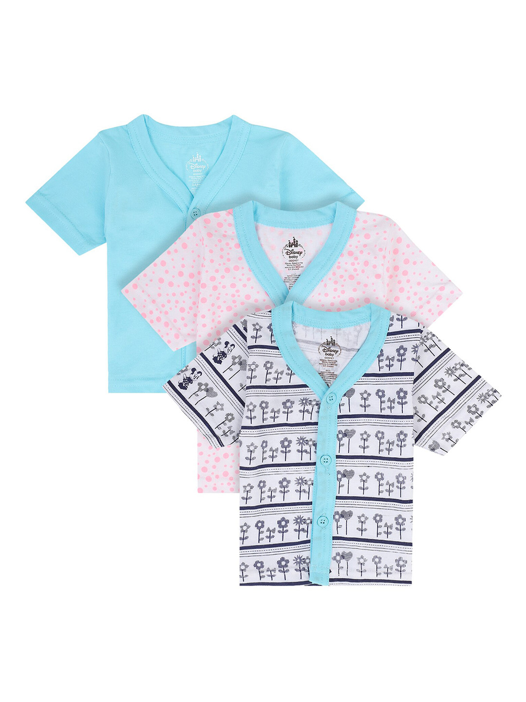 Bodycare Infant Girls Pack Of 3 Assorted Minnie Mouse Cotton Innerwear Vests