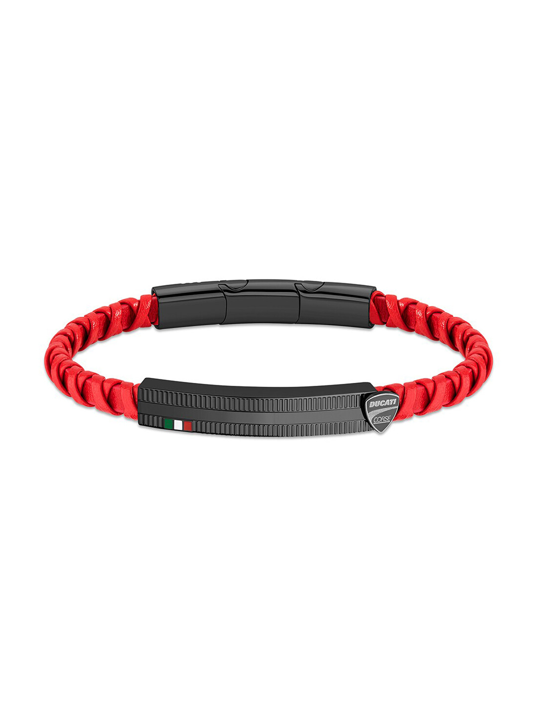 DUCATI CORSE Men Grey & Red Braided Bracelet