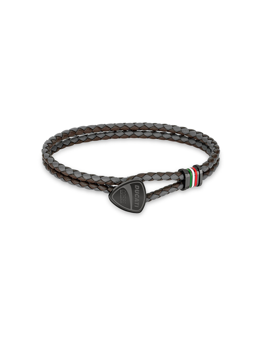 DUCATI CORSE Men Brown & Grey Leather Braided Bracelet