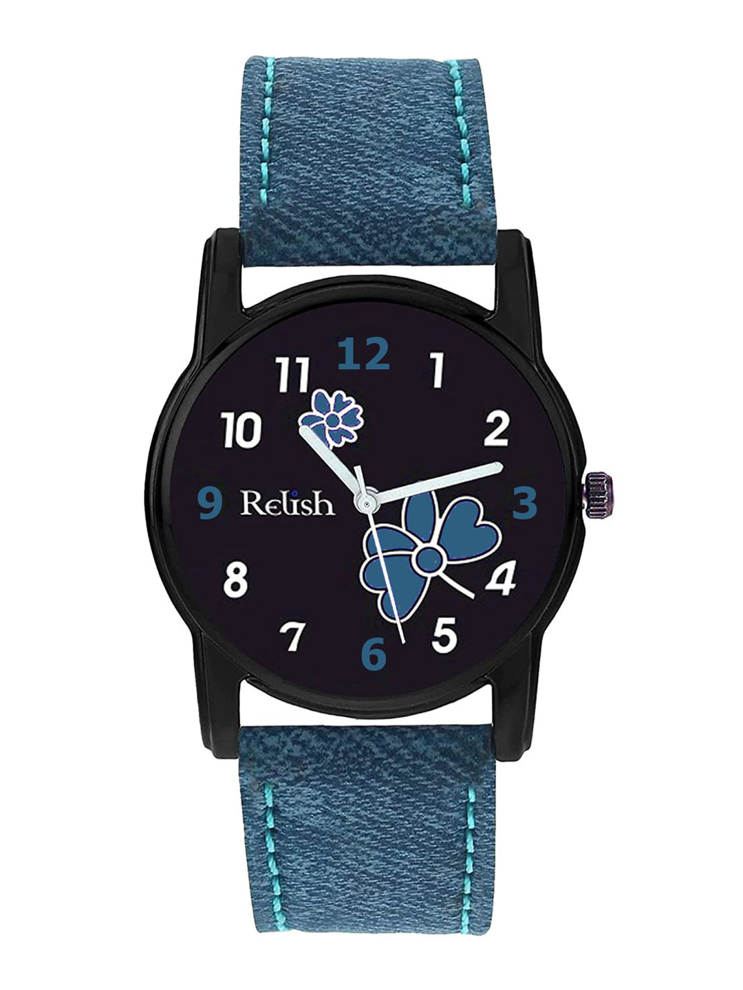 Relish Women Black Printed Dial & Blue Straps Analogue Watch RE-L1158