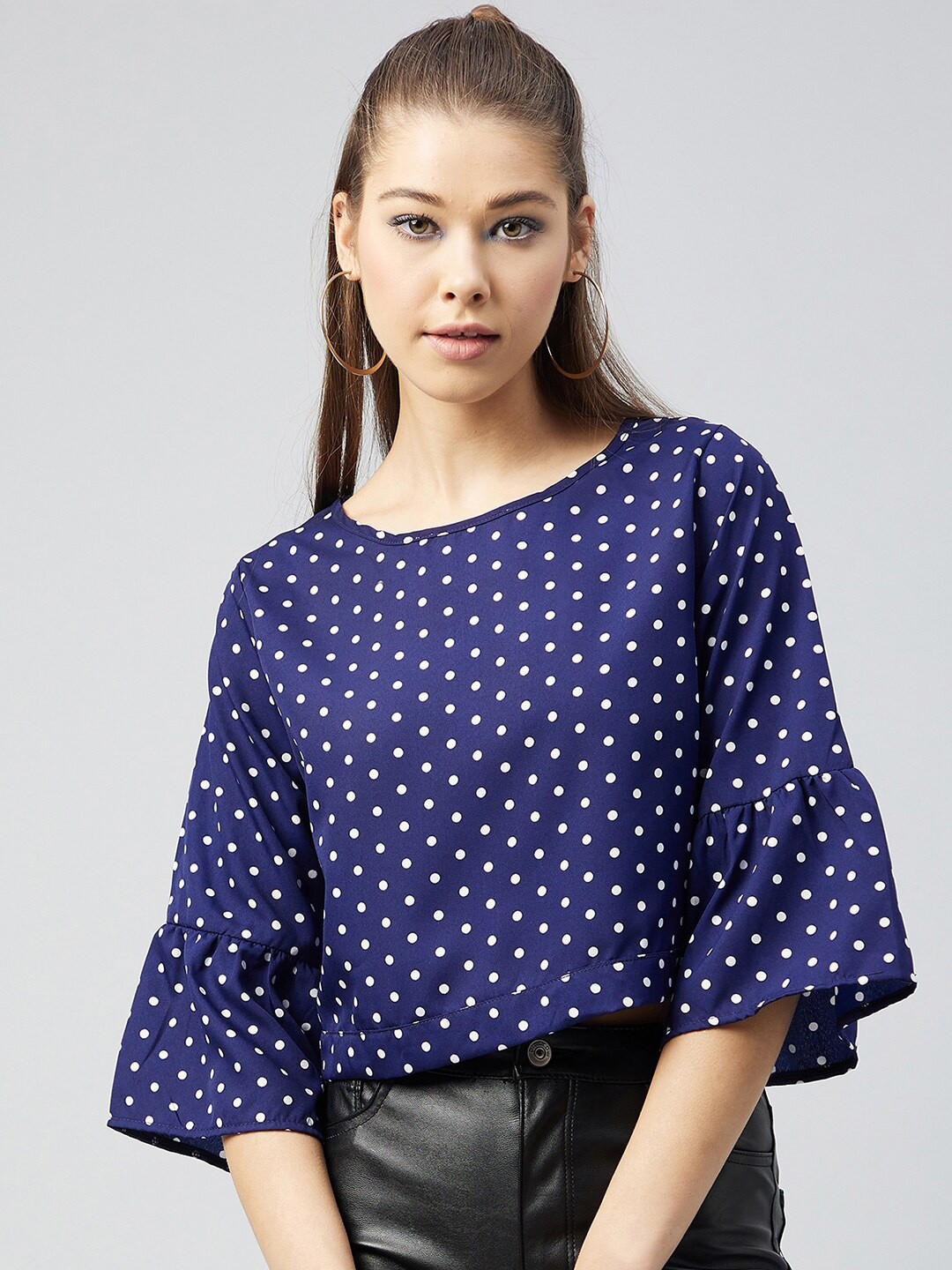 CHIMPAAANZEE Navy Blue Print Crop Top