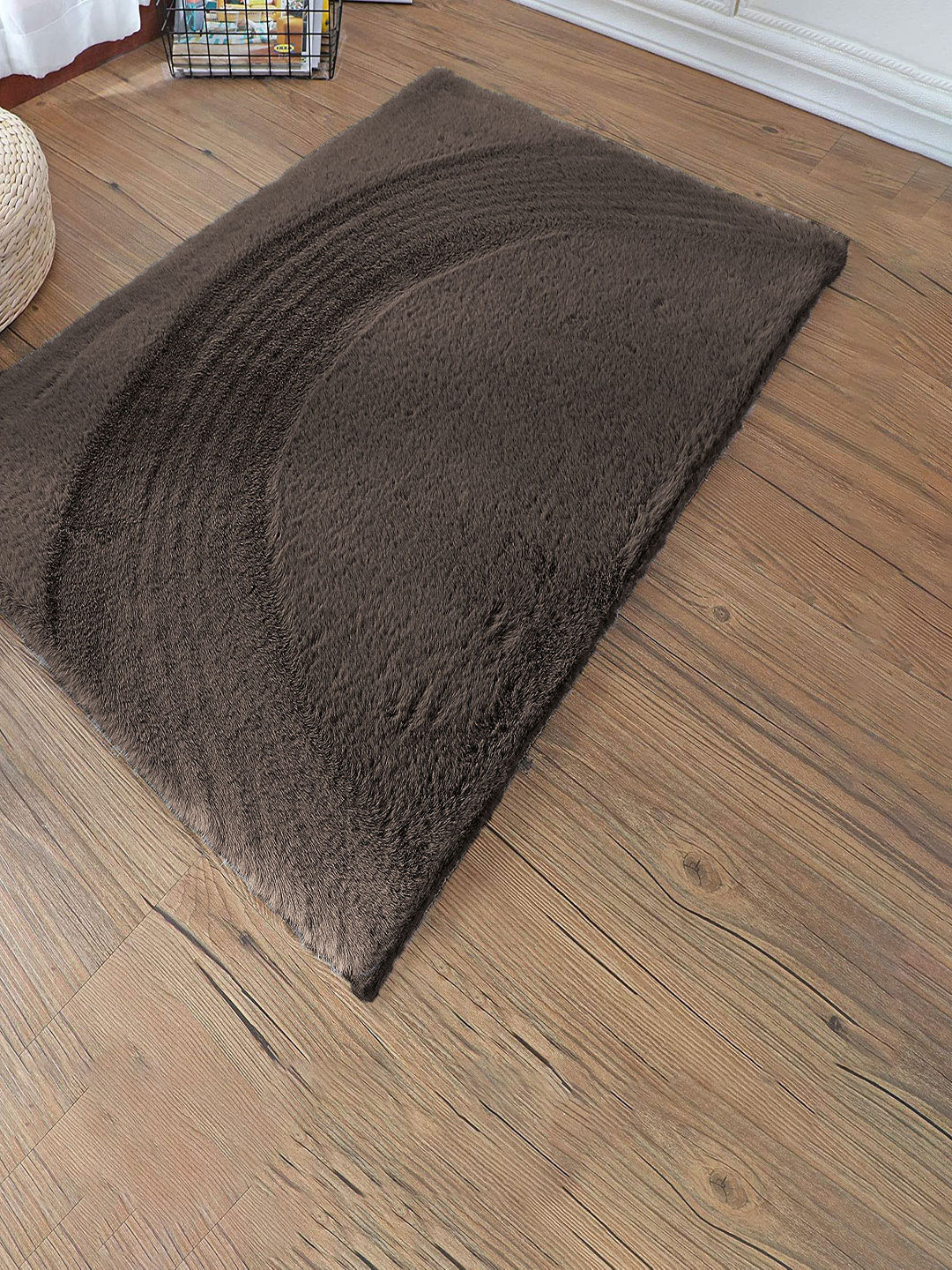 LUXEHOME INTERNATIONAL Coffee Brown Solid Rectangle Anti-Skid Doormats
