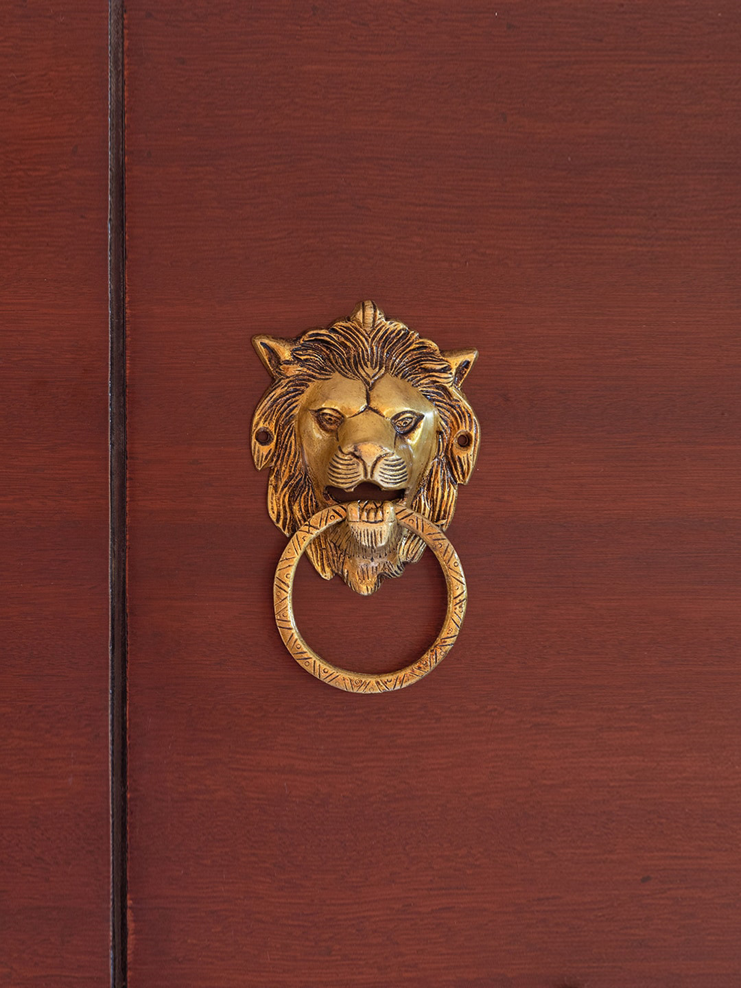 ExclusiveLane Gold-Plated Lion Laurels Brass Door knocker