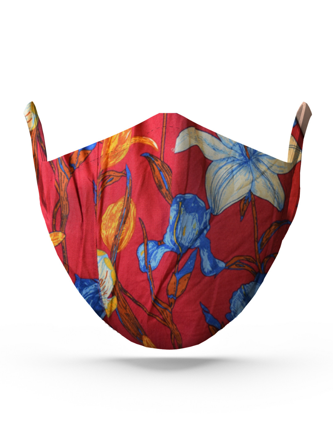 wHAT'S DOwn Red Floral Printed Cotton Reusable Face Mask