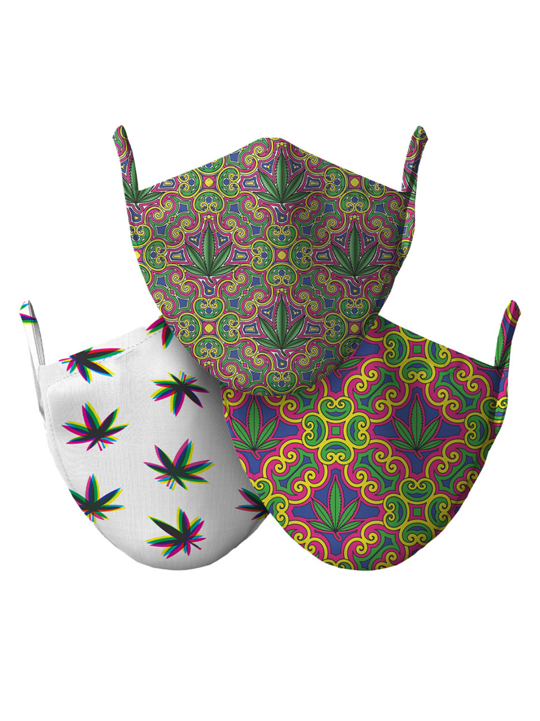 wHAT'S DOwn Unisex Pack of 3 Printed Cotton Reusable Face Mask