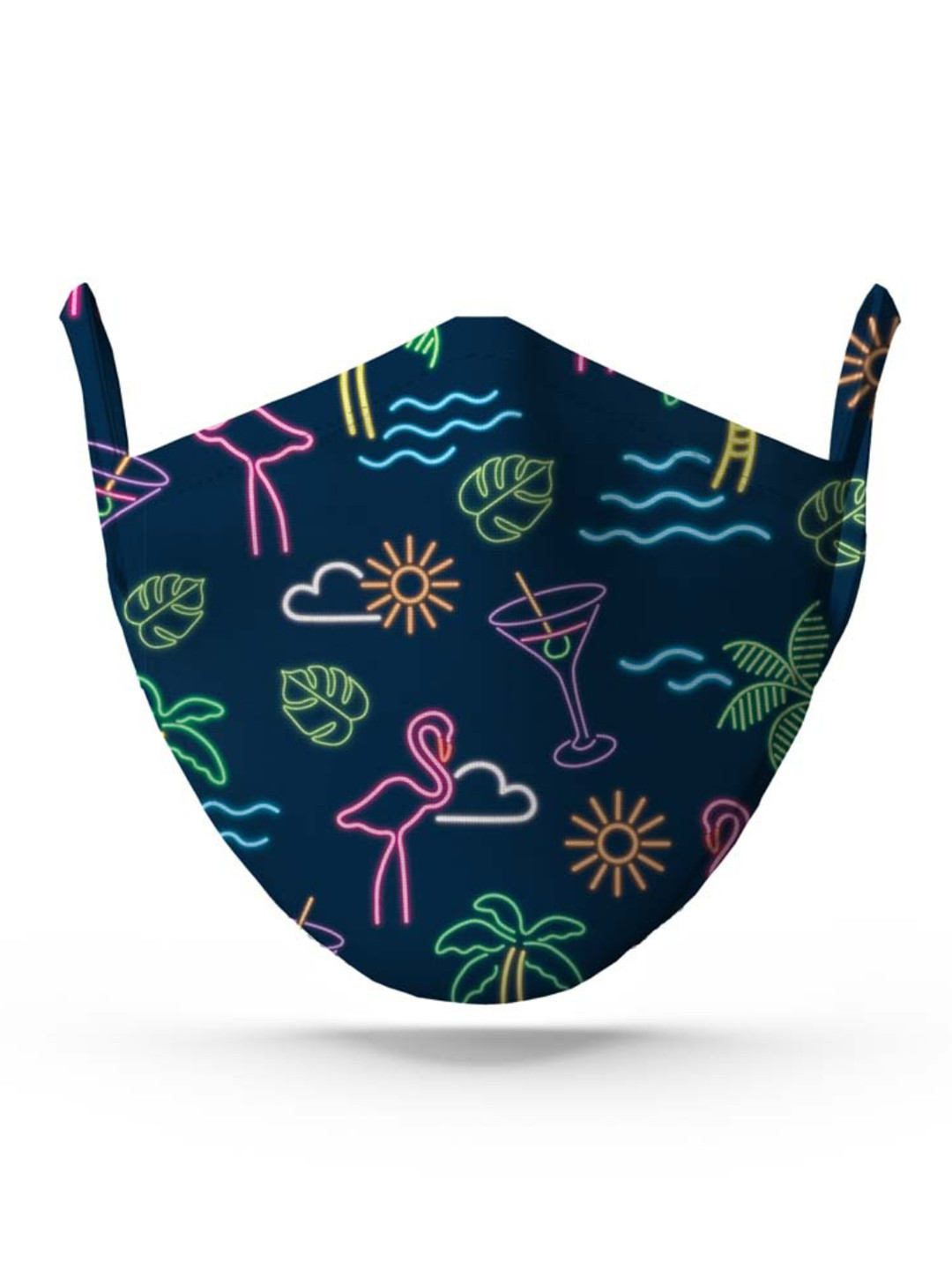 wHAT'S DOwn Unisex Navy Blue Nautical Cotton Reusable Face Mask