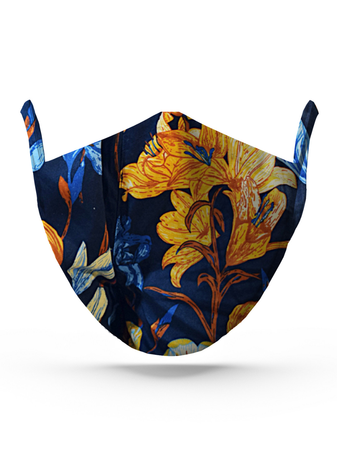 wHAT'S DOwn Blue Floral Cotton Resuable Face Mask