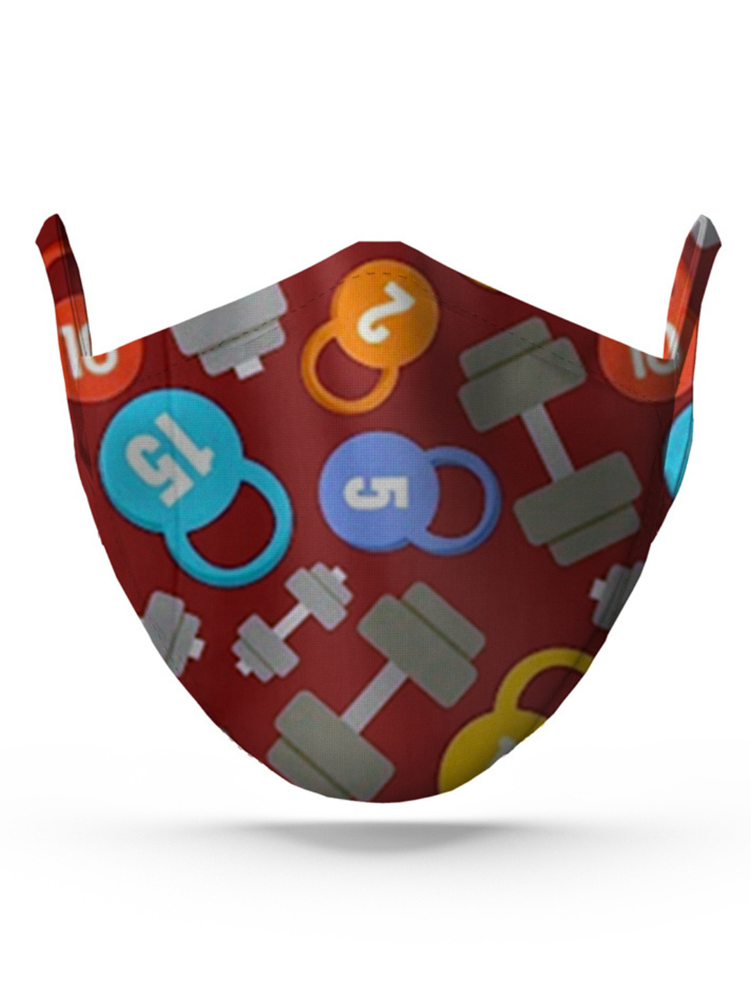 wHAT'S DOwn Maroon Dumbbells Reusable Cotton Face Mask