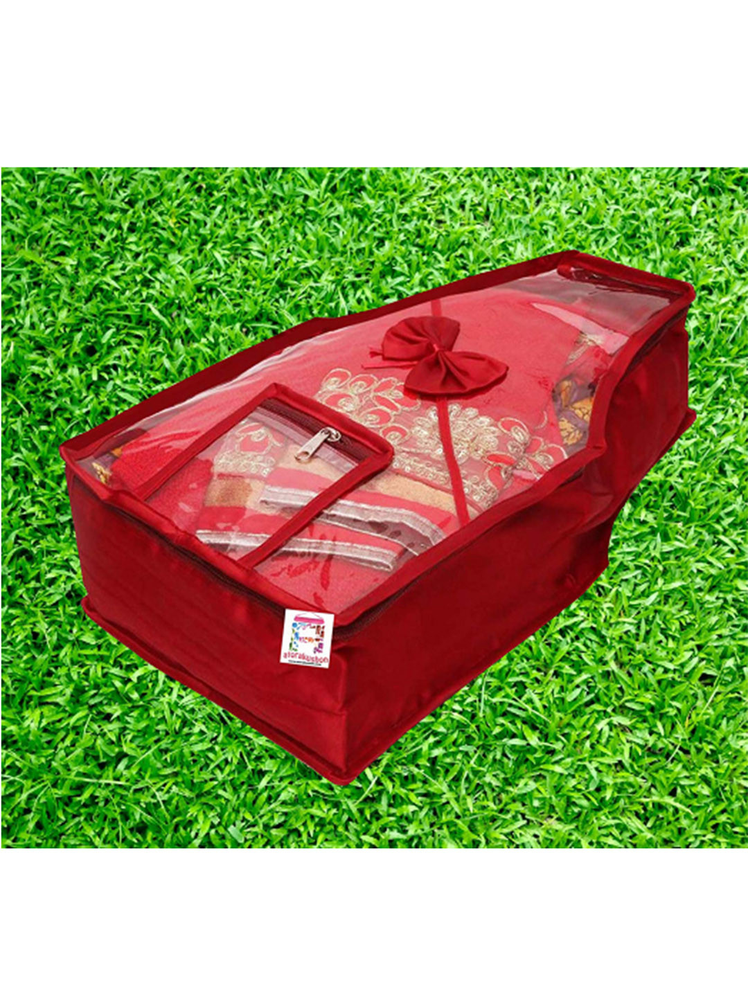 atorakushon Set of 6 Maroon Solid Clothes Organizer