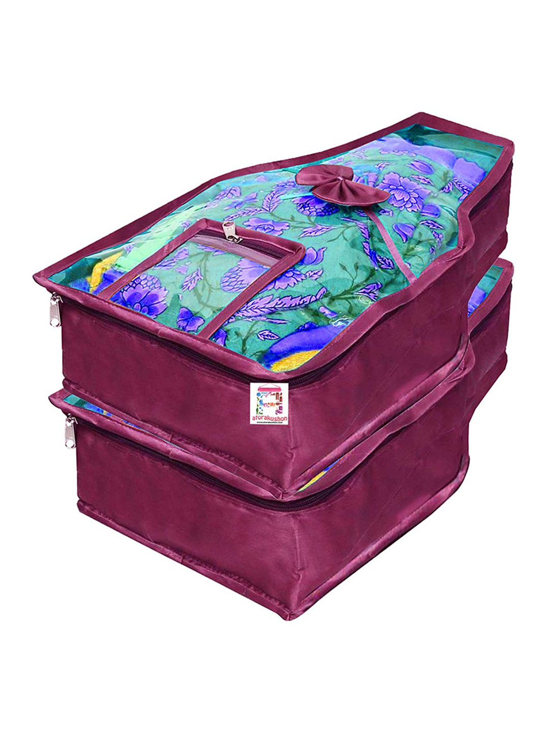 atorakushon Pack Of 2 Purple Clothes Organiser