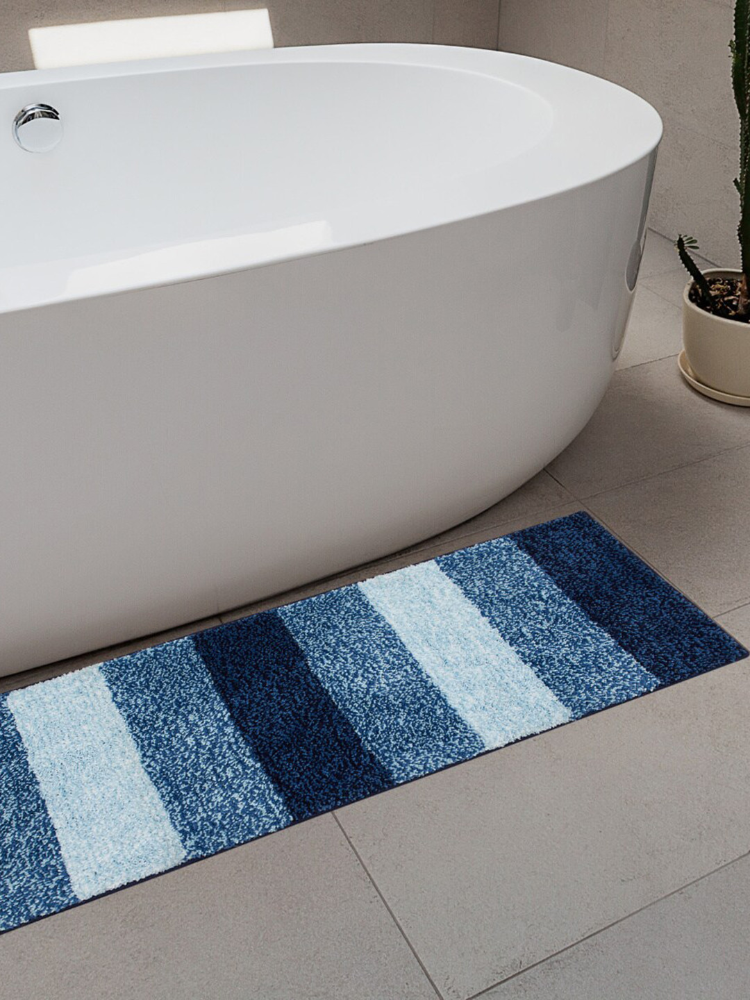 Home Centre Blue Textured Anti-Slip Bath Rug
