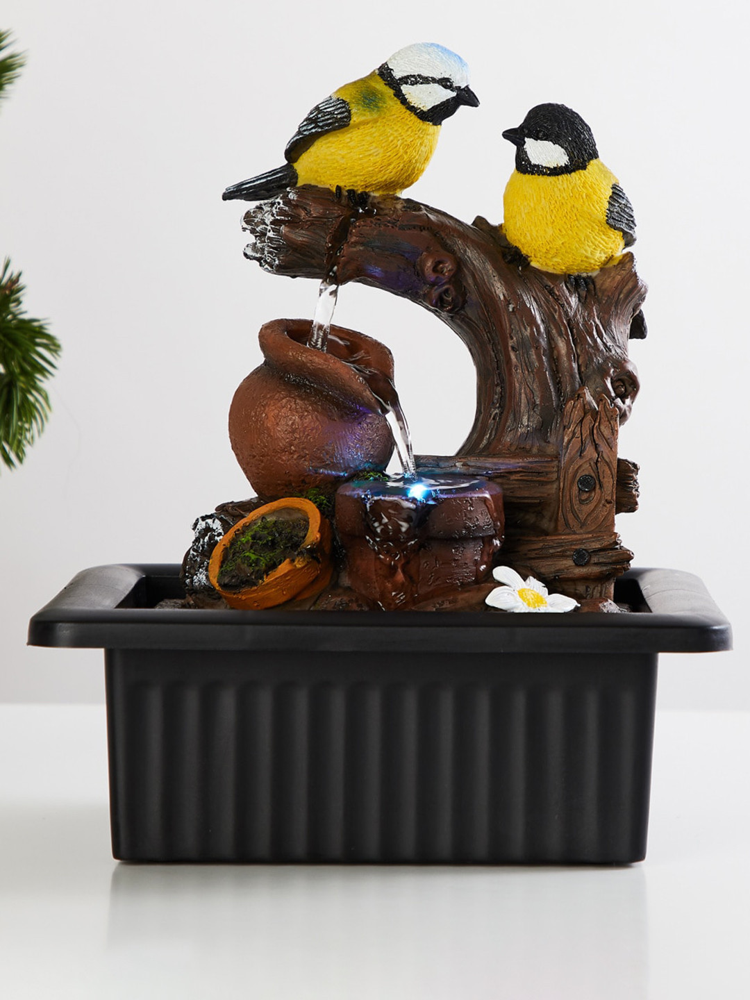Home Centre Brown Textured Polyresin Electrical Birds Water Fountain