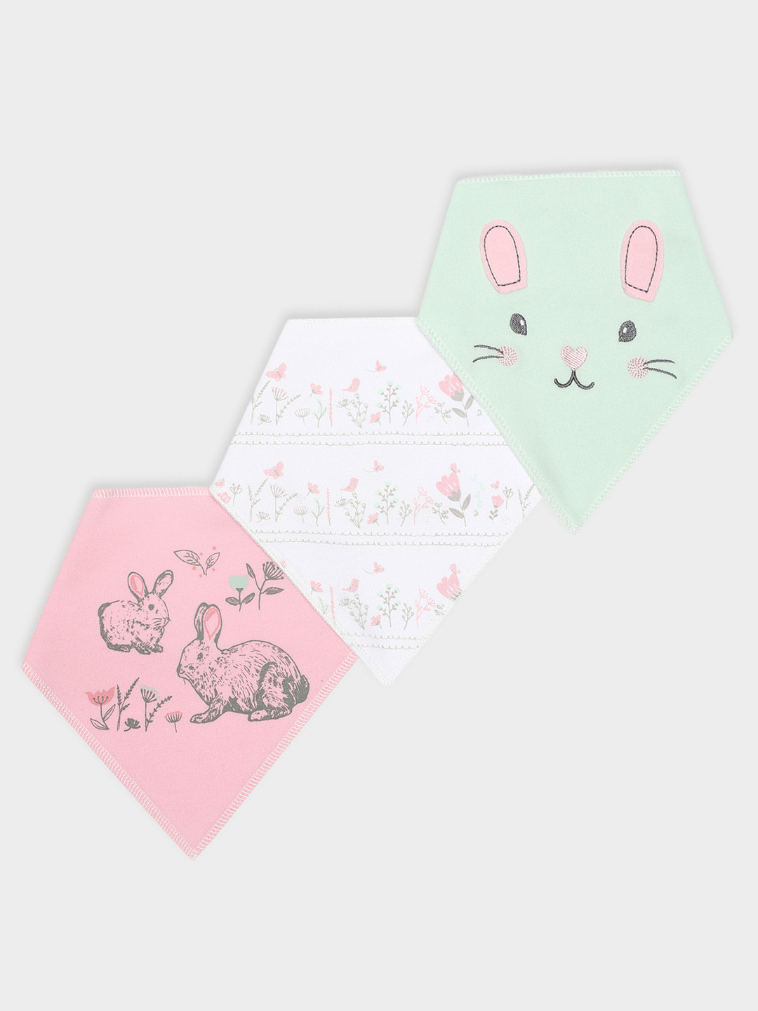 MiArcus Pack Of 3 Printed 100% Cotton Triangle Bib 0-12 M