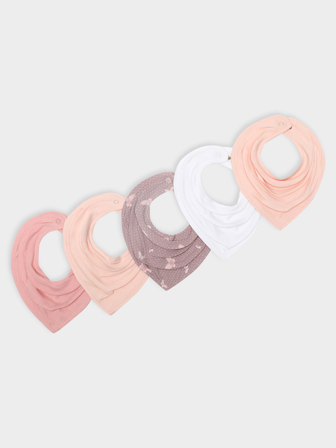 MiArcus Pack Of 5 Cotton Solid & Printed Drool Bib With Snap Button Closure