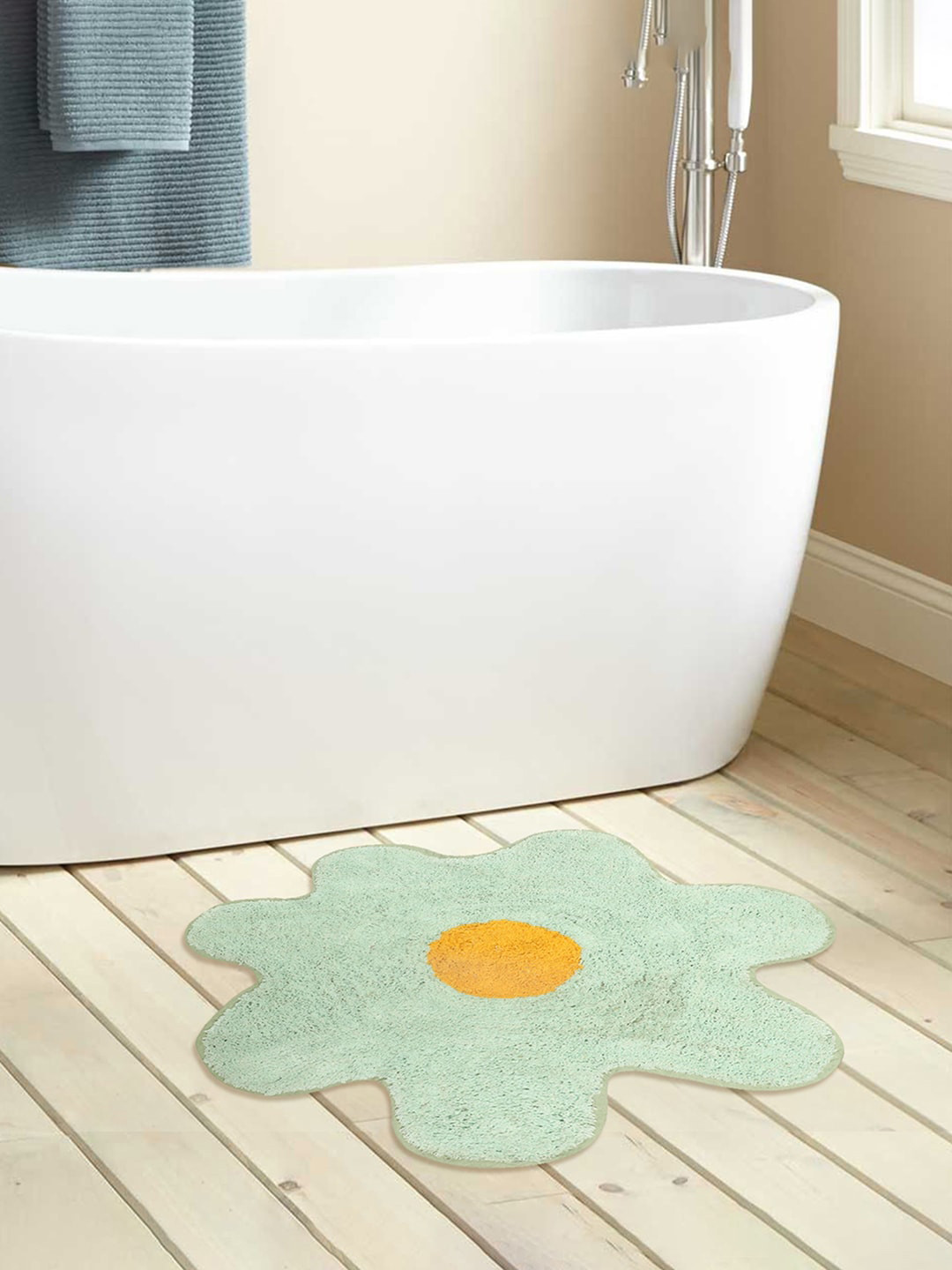 MiArcus  Kids Green & Yellow Floral Pure Cotton Bath Rugs