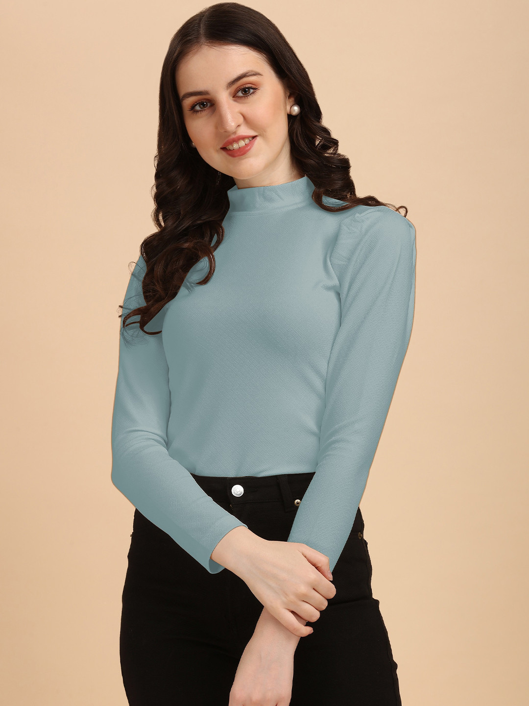 Wedani Grey High Neck Top