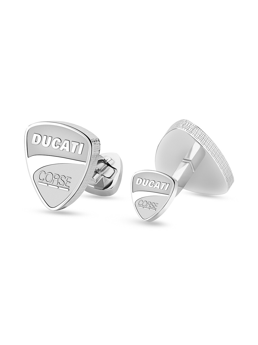 DUCATI CORSE Silver-Toned Geometric Cufflink