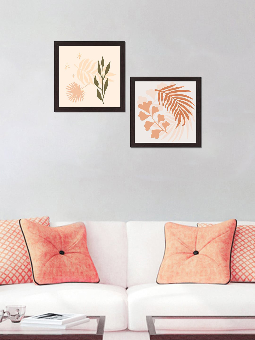 WENS Set Of 2 Rose & White Boho Art UV Textured Wall Arts