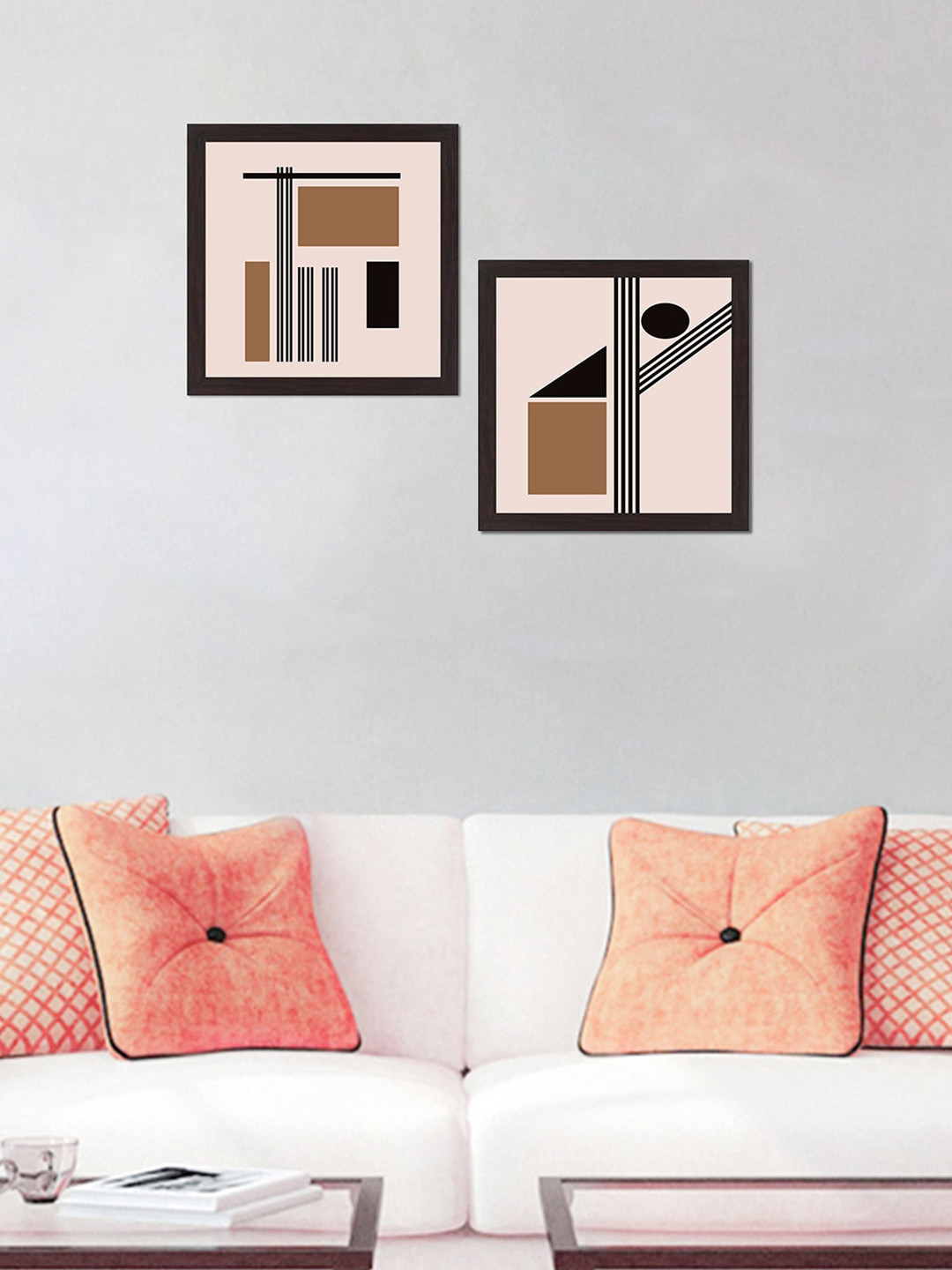 WENS Set Of 2 Brown Scandinavian Wall Art