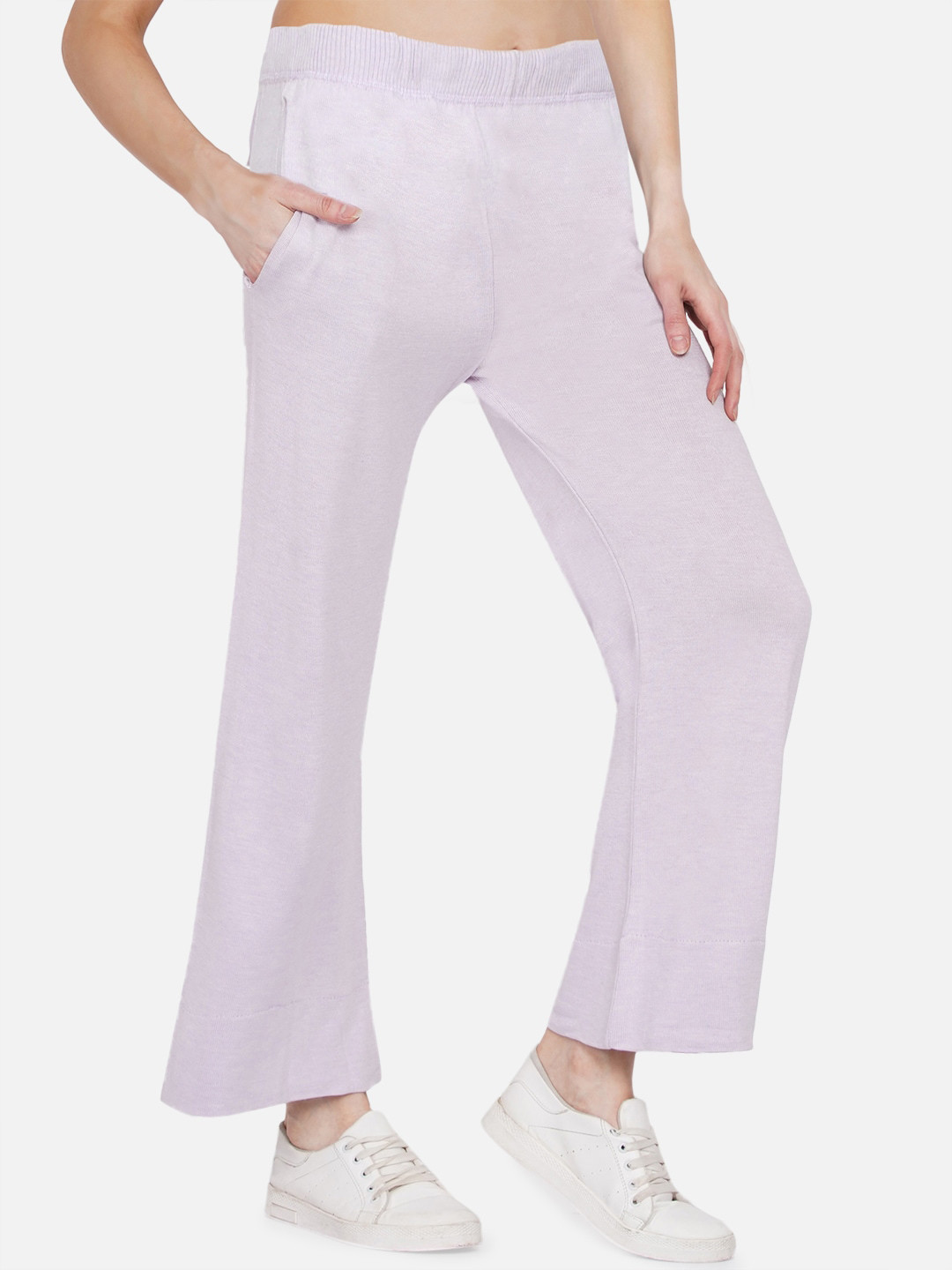 ARMISTO Women Lavender Smart Straight Fit Knit Travel Trousers
