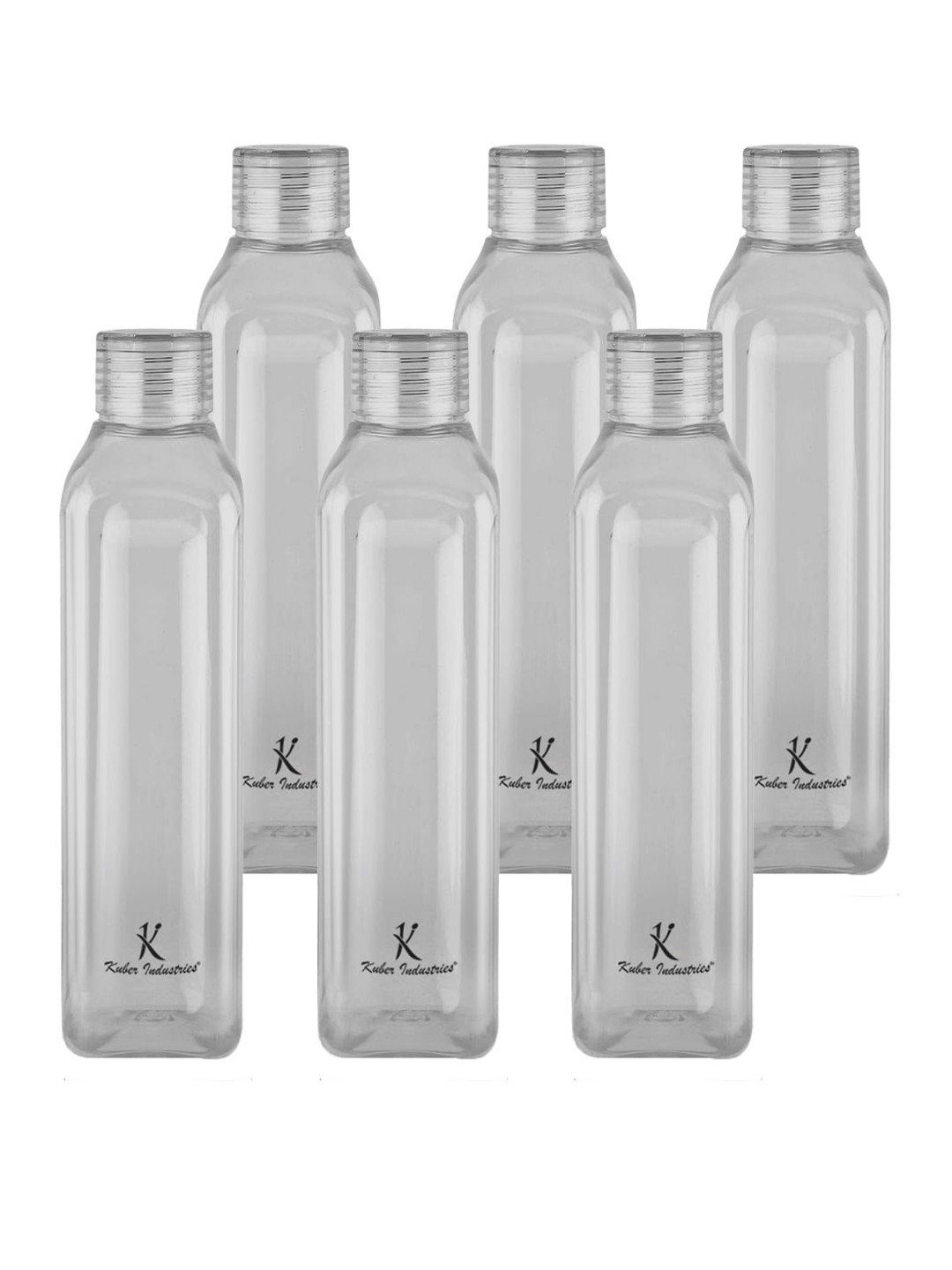 Kuber Industries Grey Plastic Freezer Safe 6 Piece Water Bottle - 1L