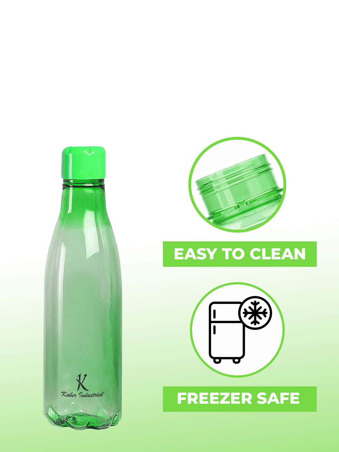 Kuber Industries Green Solid Plastic Spill Proof 4 Piece Water Bottle - 1L