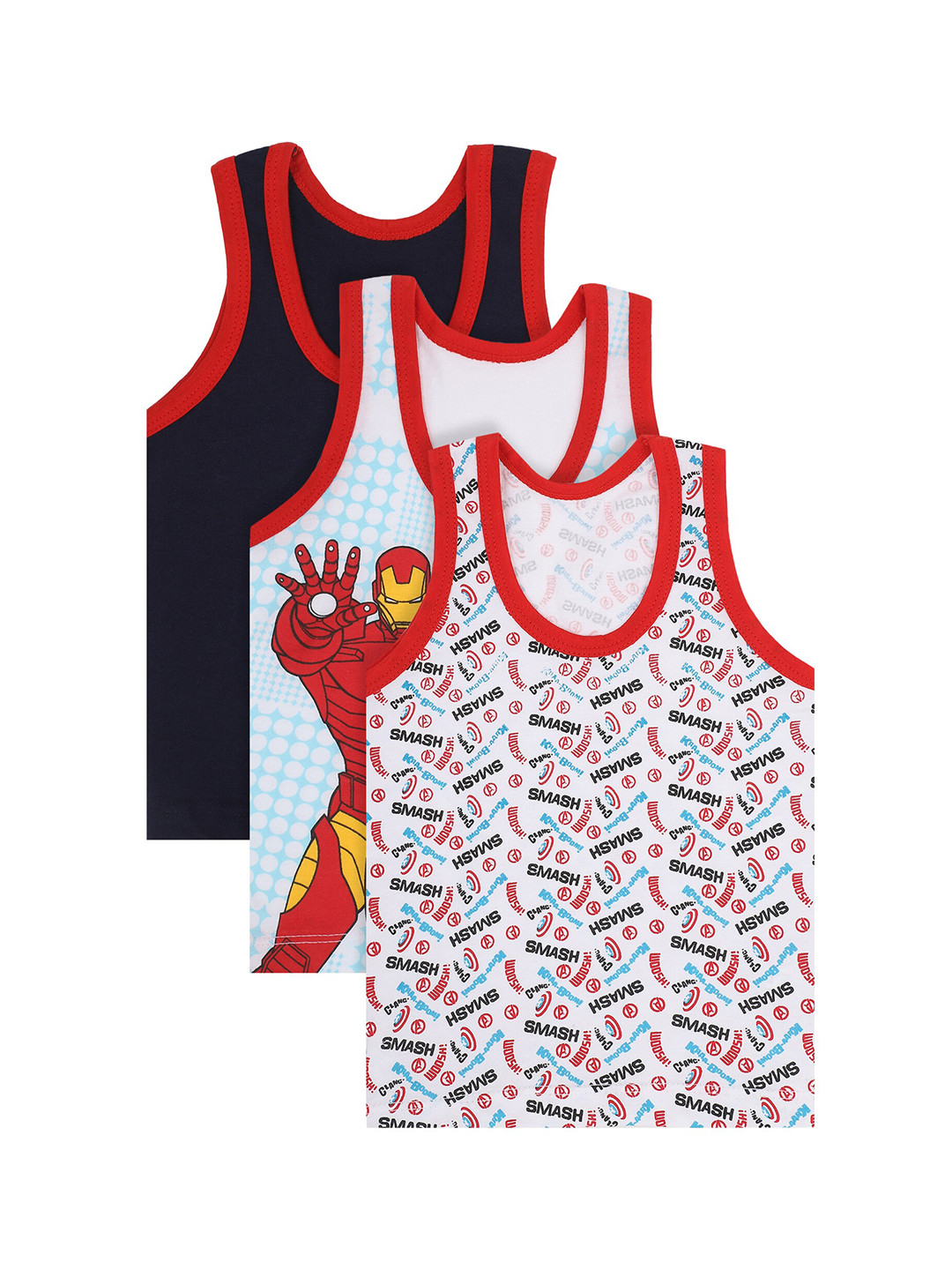 Bodycare Boys Pack Of 3 Avengers Print Assorted Cotton Innerwear Vests KIA9305B-PK001