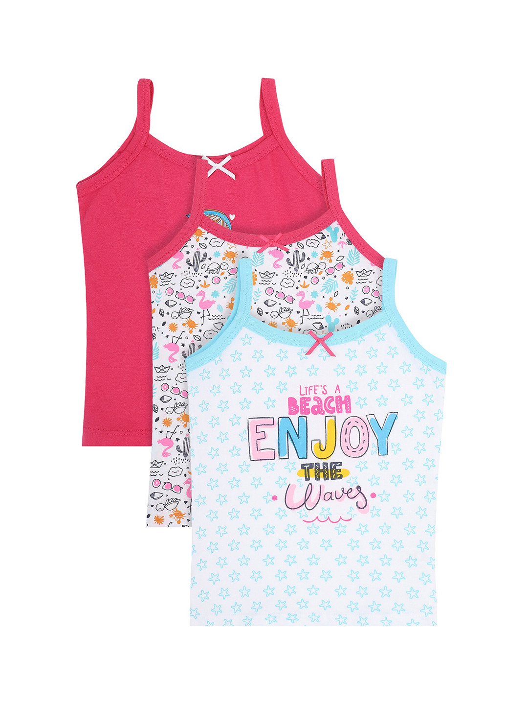 Bodycare Kids Girls Pack Of 3 Assorted Cotton Basic Vests KIA9204B-PK001
