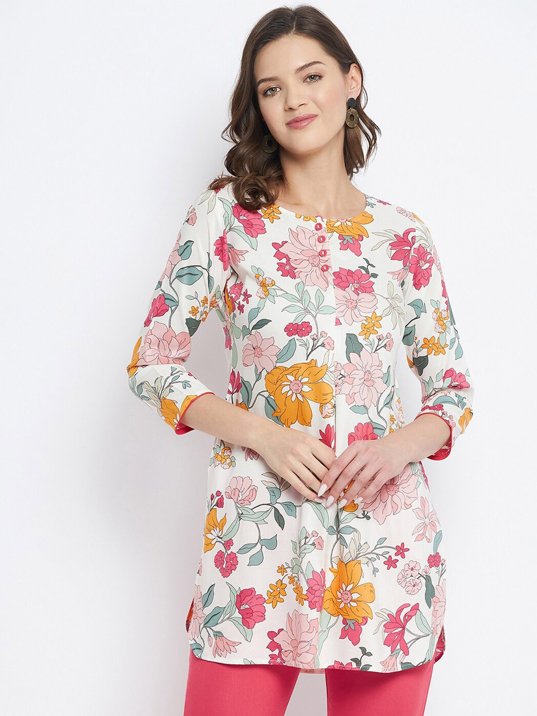 Tissu Women Multicoloured Floral Printed Kurti