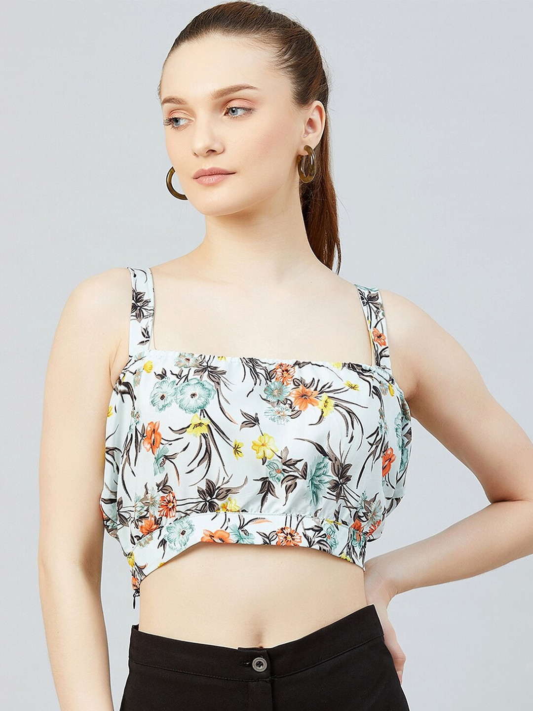 CHIMPAAANZEE Blue Floral Print Bralette Crop Top