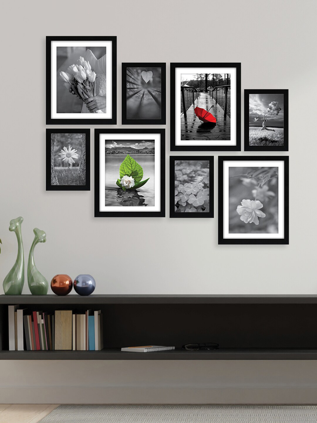 Random Set Of 8 Black Collage Photo Frames