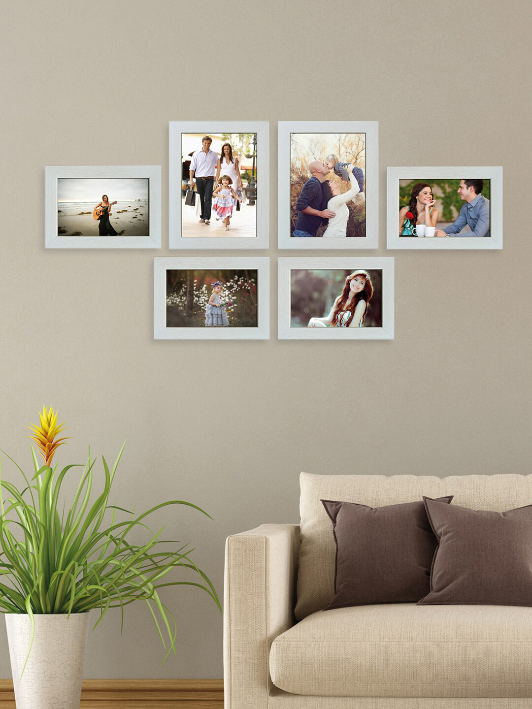 RANDOM Set of 6 Cream Colored Acrylic Individual Photo Frames