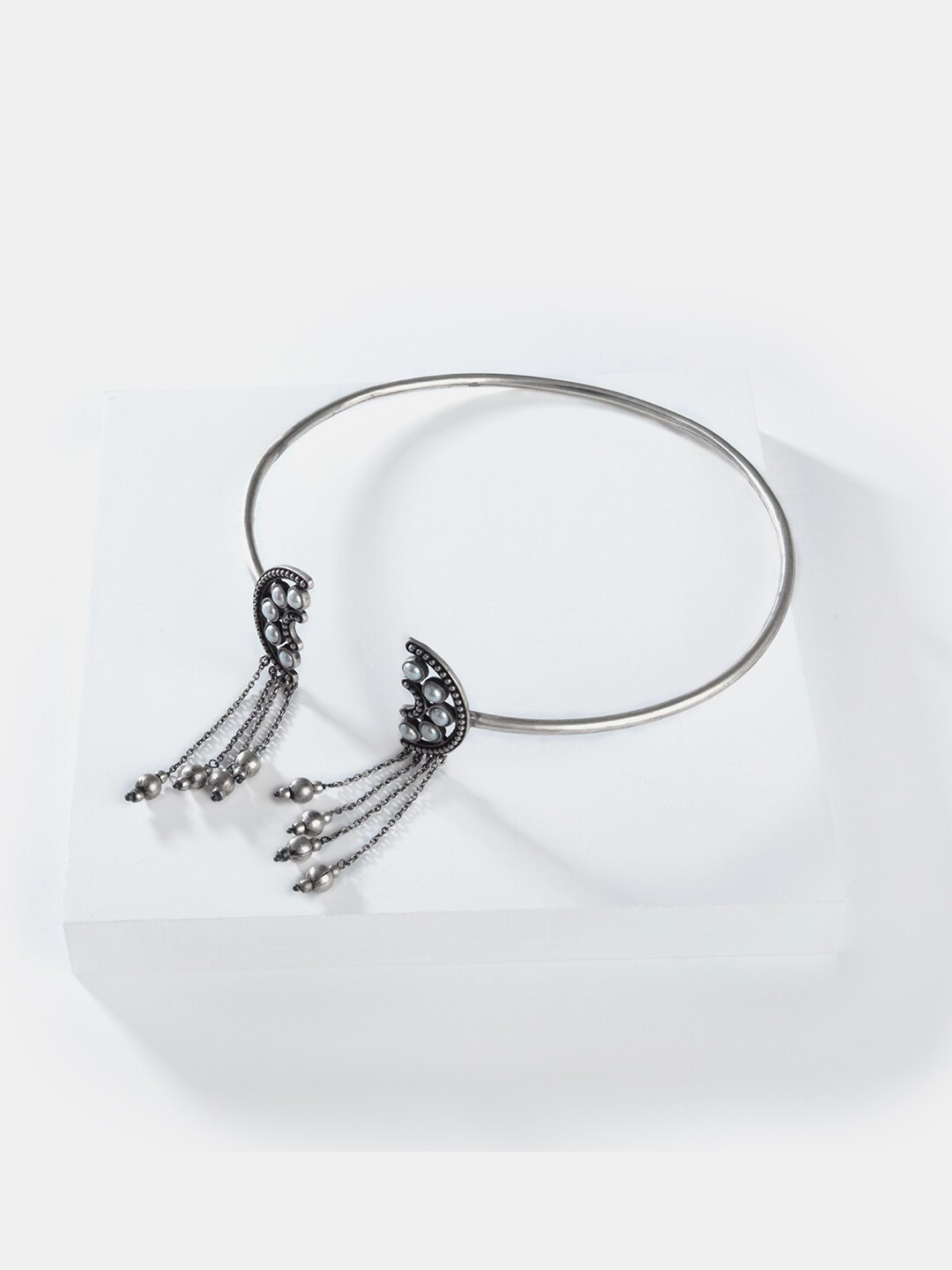 SHAYA Oxidised Silver-Toned & White 925 Sterling Silver Necklace