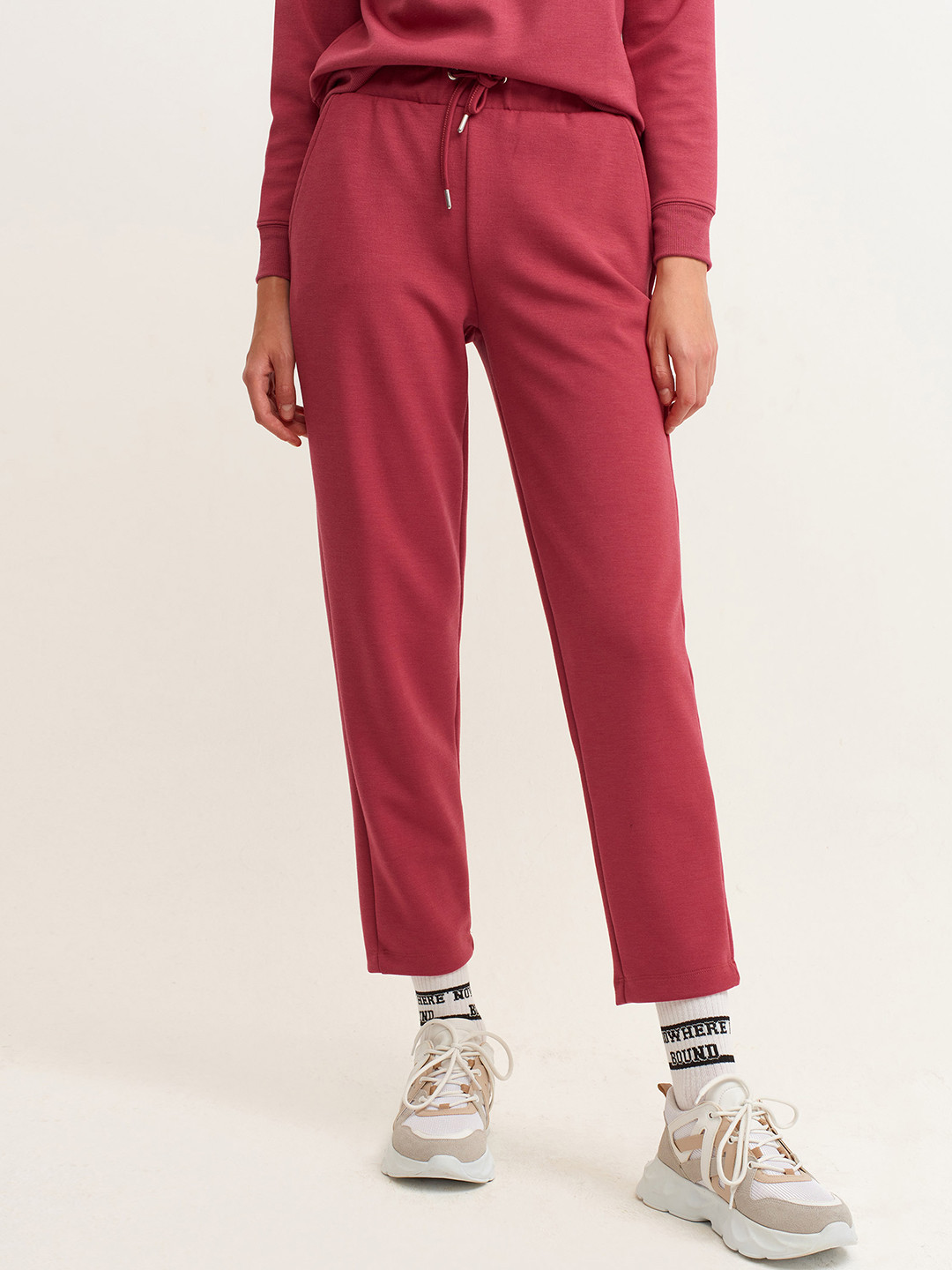 OXXO City Collection Women Pink Solid Cropped Trousers