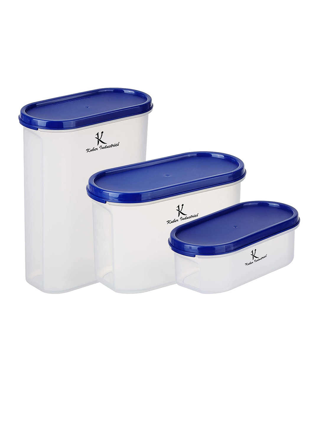 Kuber industries Space Saver Transparent Plastic Air Tight 3 Piece Flip Top Graduated Container