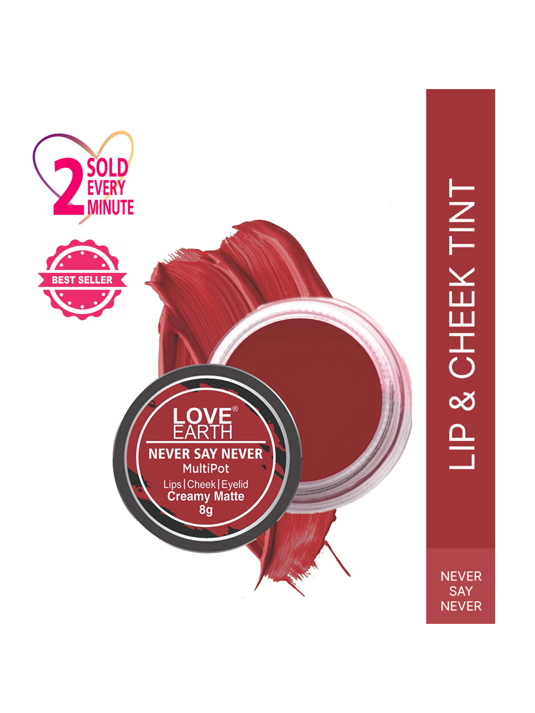 LOVE EARTH Multipot Creamy Matte Lip-Cheek-Eyelid Tint 8 g - Never Say Never