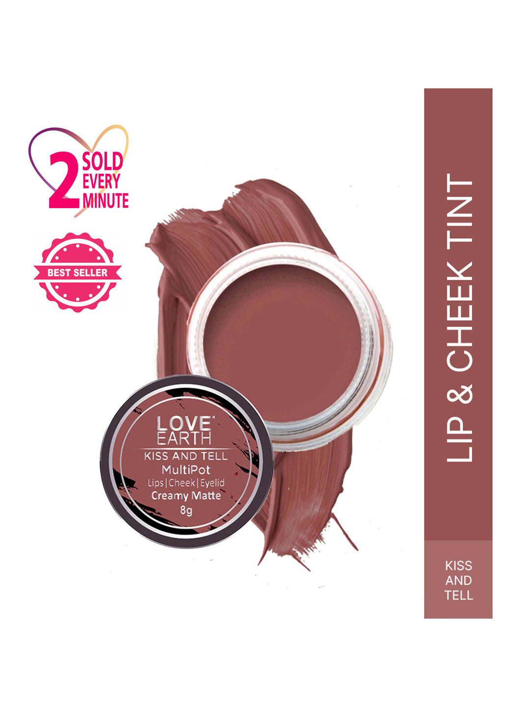LOVE EARTH Multipot Creamy Matte Lip-Cheek-Eyelid Tint 8 g - Kiss And Tell