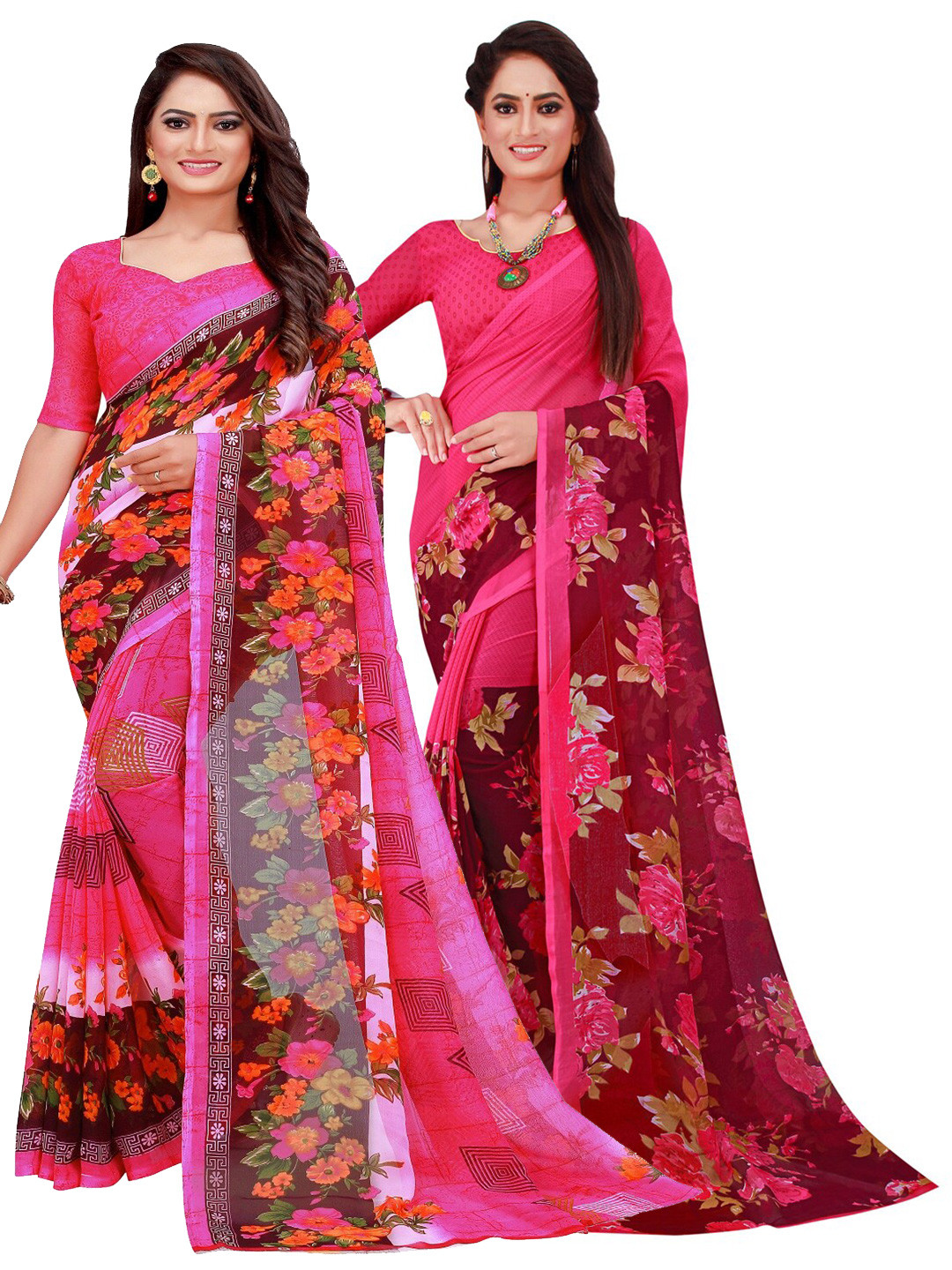 Florence Pack of 2 Printed Pure Georgette Sarees