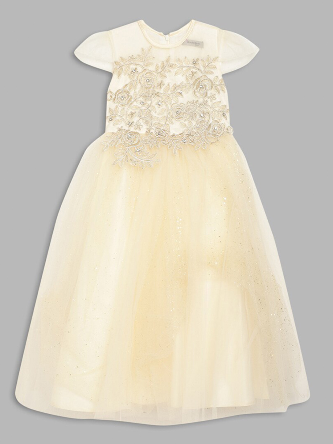 Butterfly Blush Off White Embellished Maxi Party  Dress