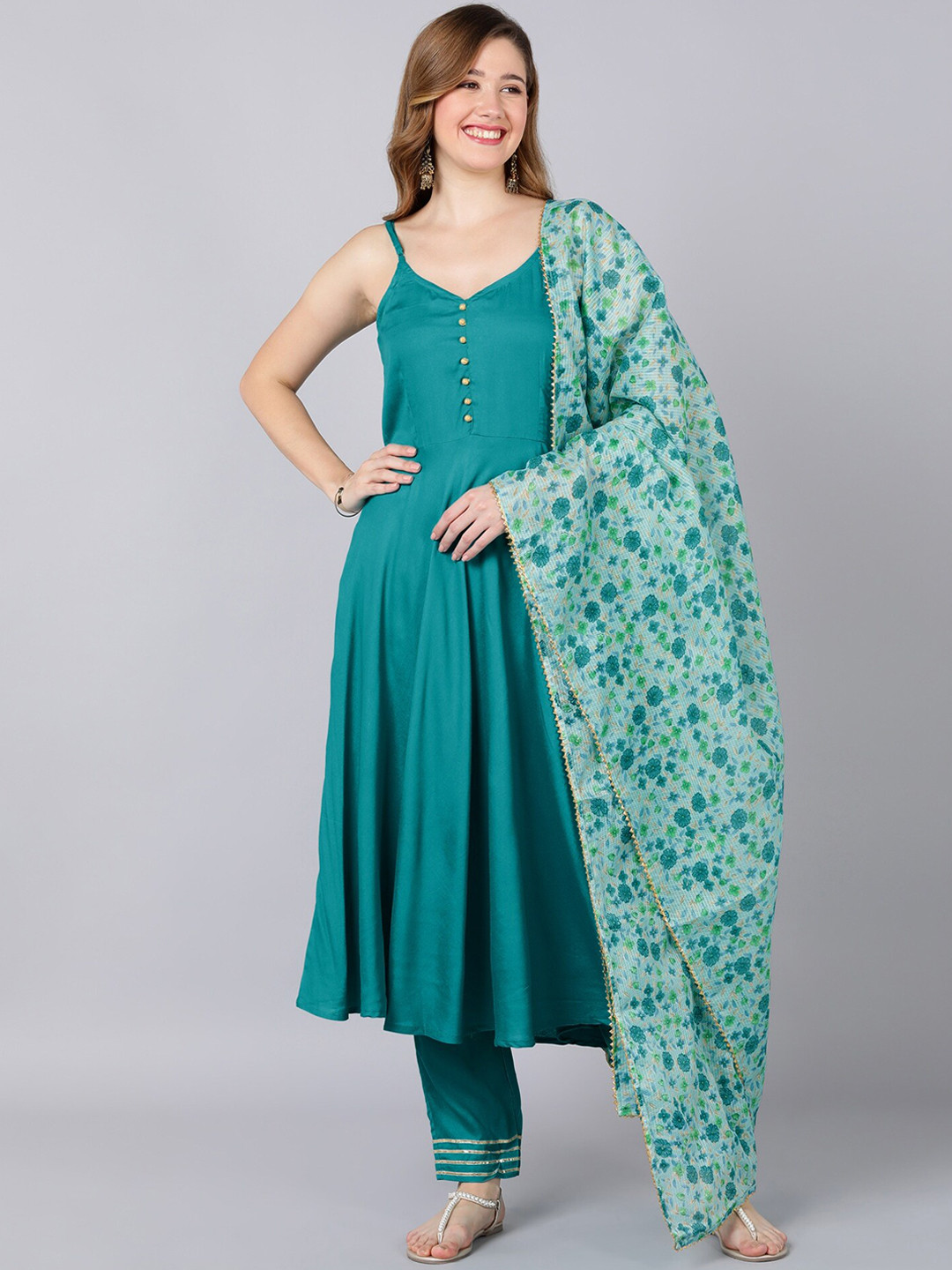Indi INSIDE Women Blue Kurta with Trousers & With Dupatta