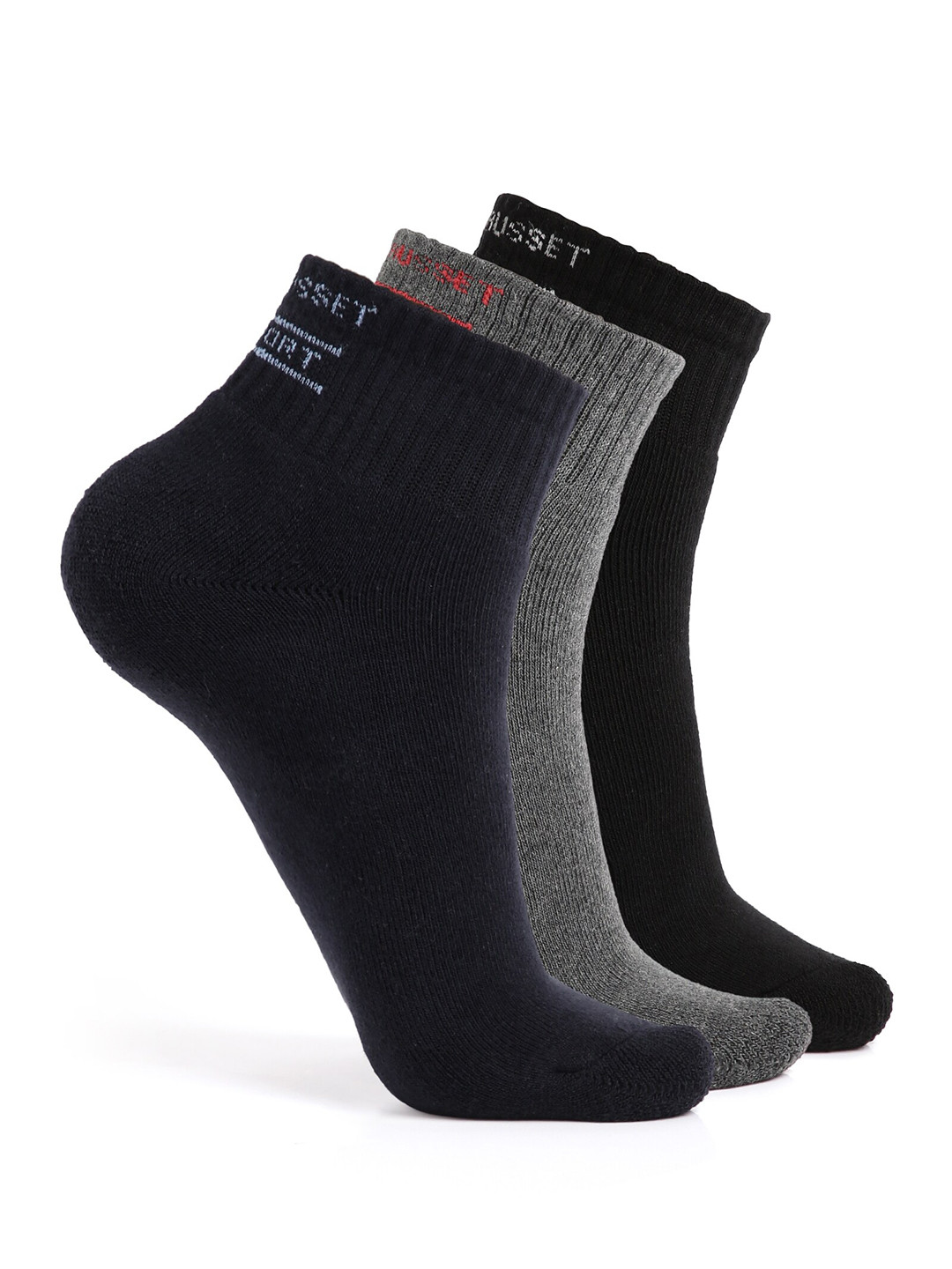 CRUSSET Men Pack Of 3 Assorted Cotton Ankle-Length Socks