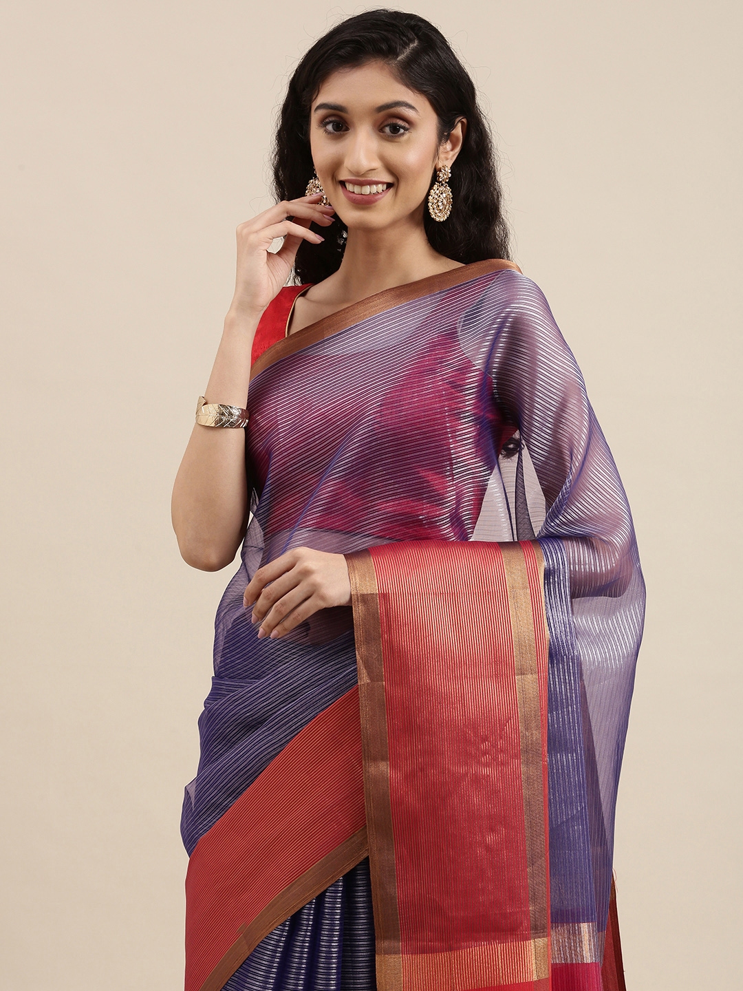 Perfectblue cotton silk saree with blouse piece store