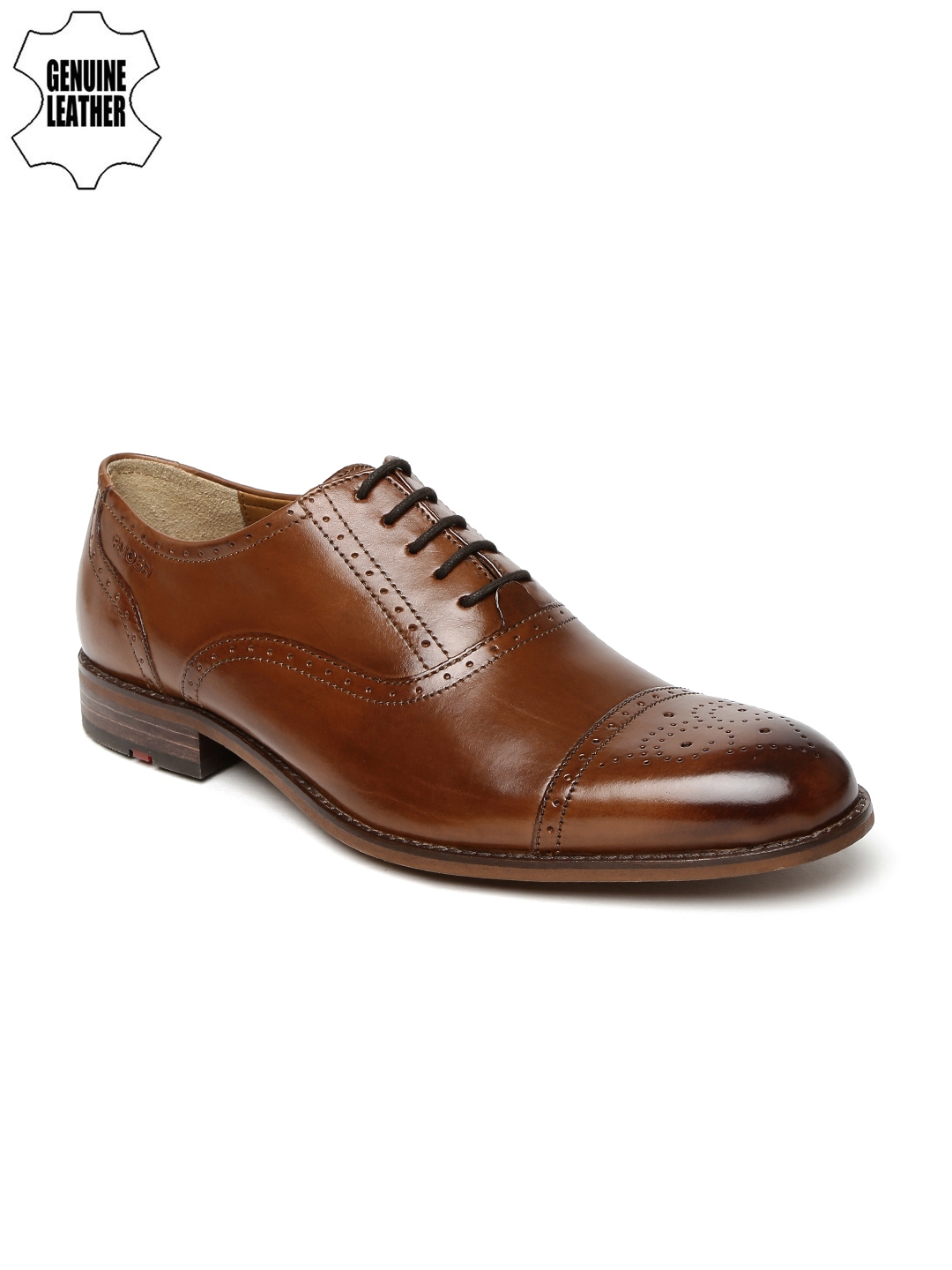 Ruosh Work Men Brown Genuine Leather Oxford Shoes