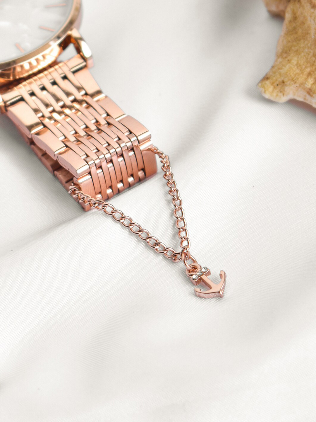 JOKER & WITCH Women Rose Gold Embellished Metal Watch Charm