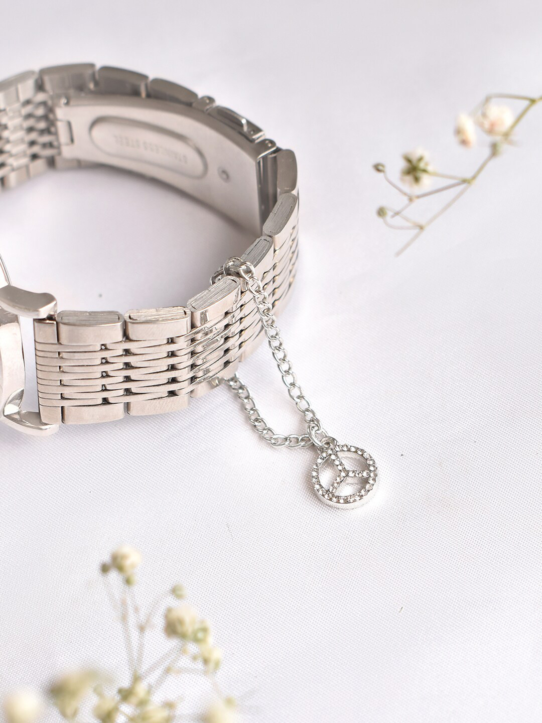 JOKER & WITCH Women Silver Embellished Metal Watch Charm