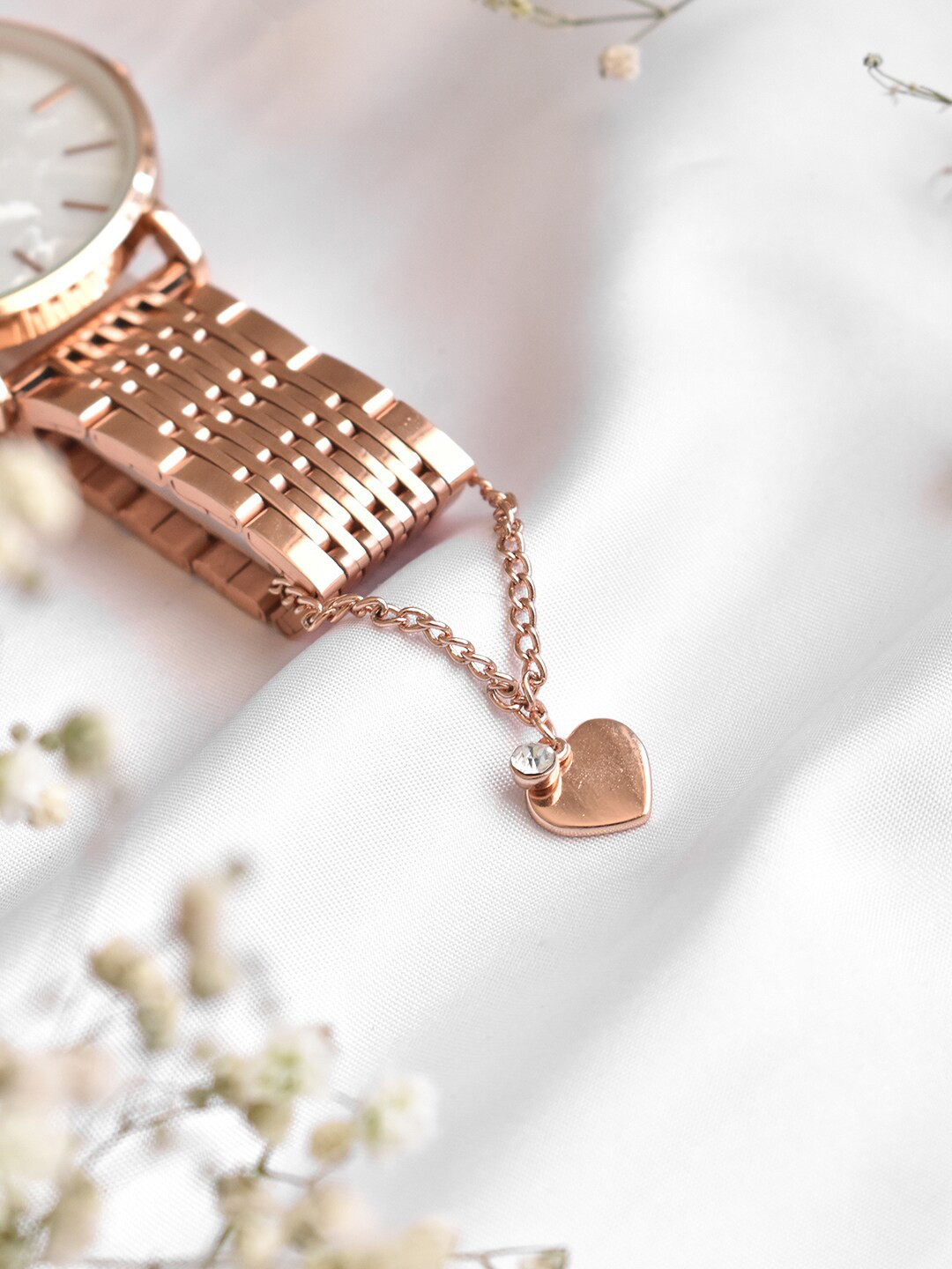 JOKER & WITCH Women Rose Gold Embellished Metal Watch Charm