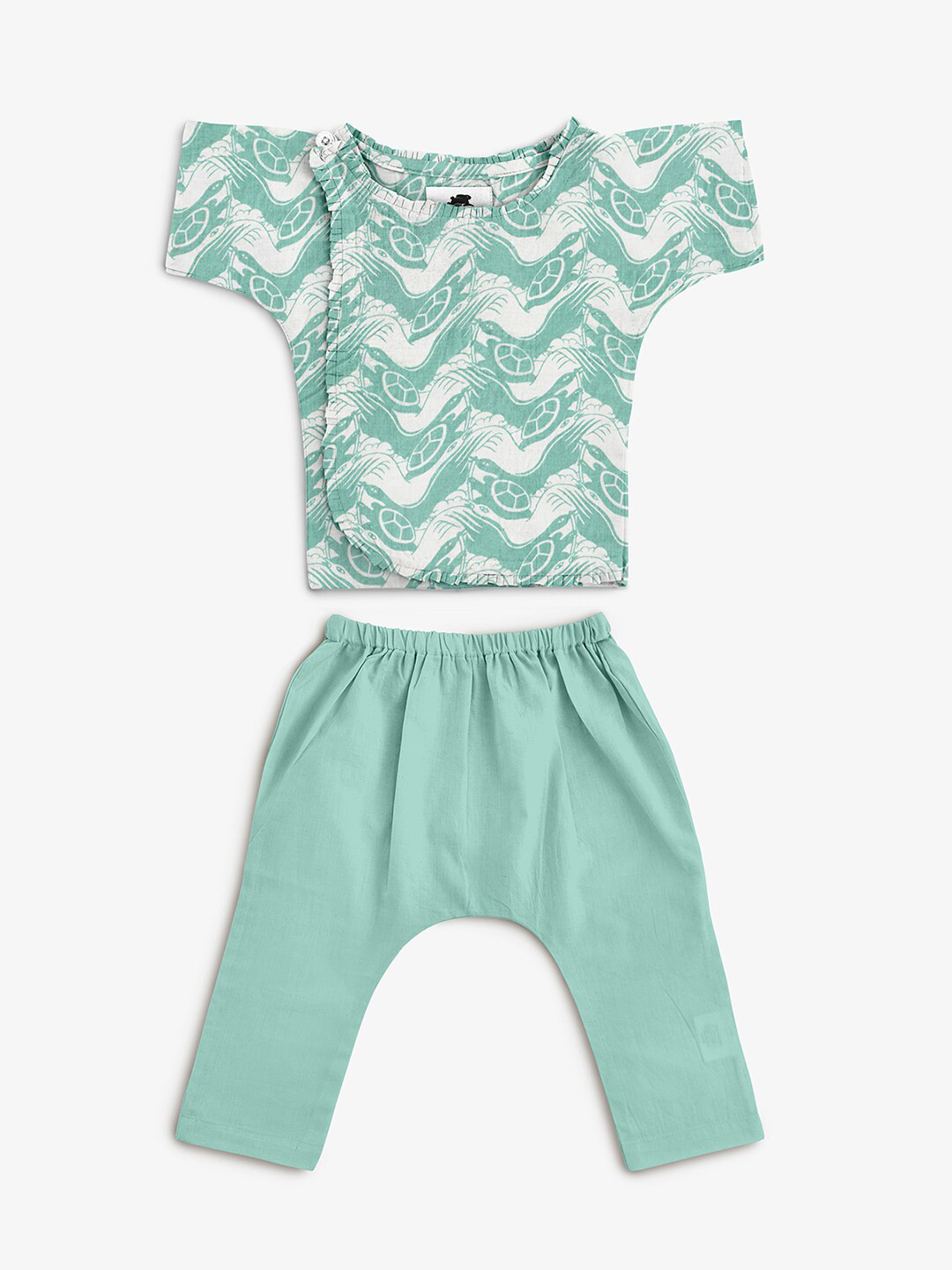 STORY TAILOR Kids Sea Green Dyed T-shirt with Pyjamas