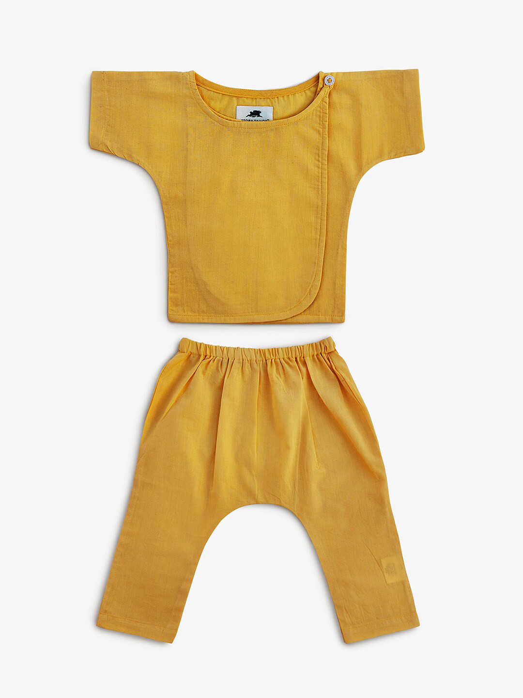 STORY TAILOR Kids Mustard Yellow Cotton Jhabla With Pyjamas