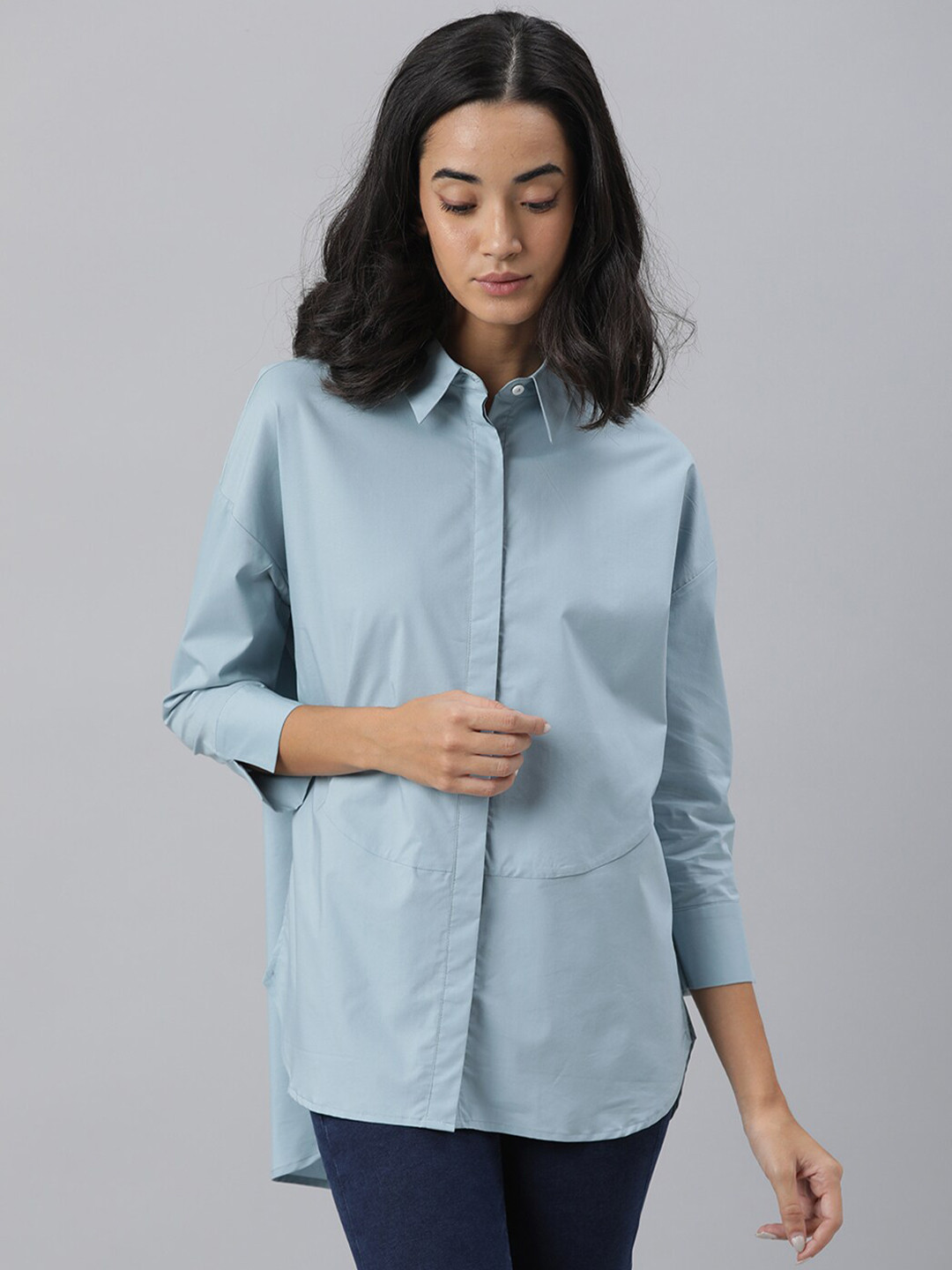 RAREISM Women Blue Shirt Style Top