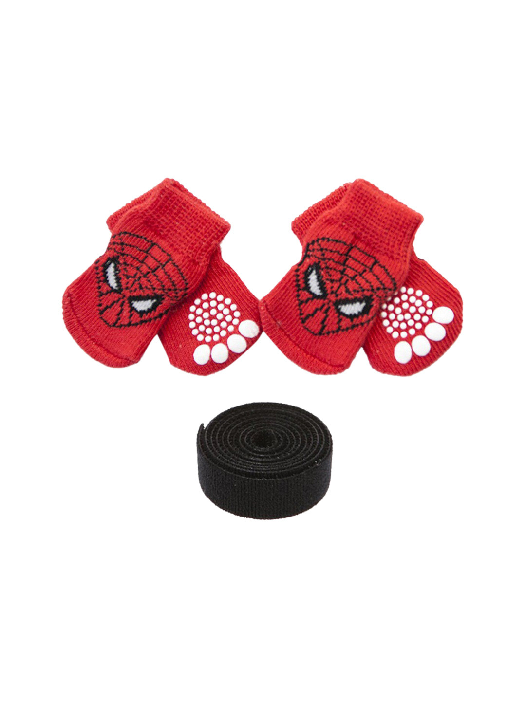 PAWCHIE  Red & White Cotton Anti-Slip New Born Puppy Socks